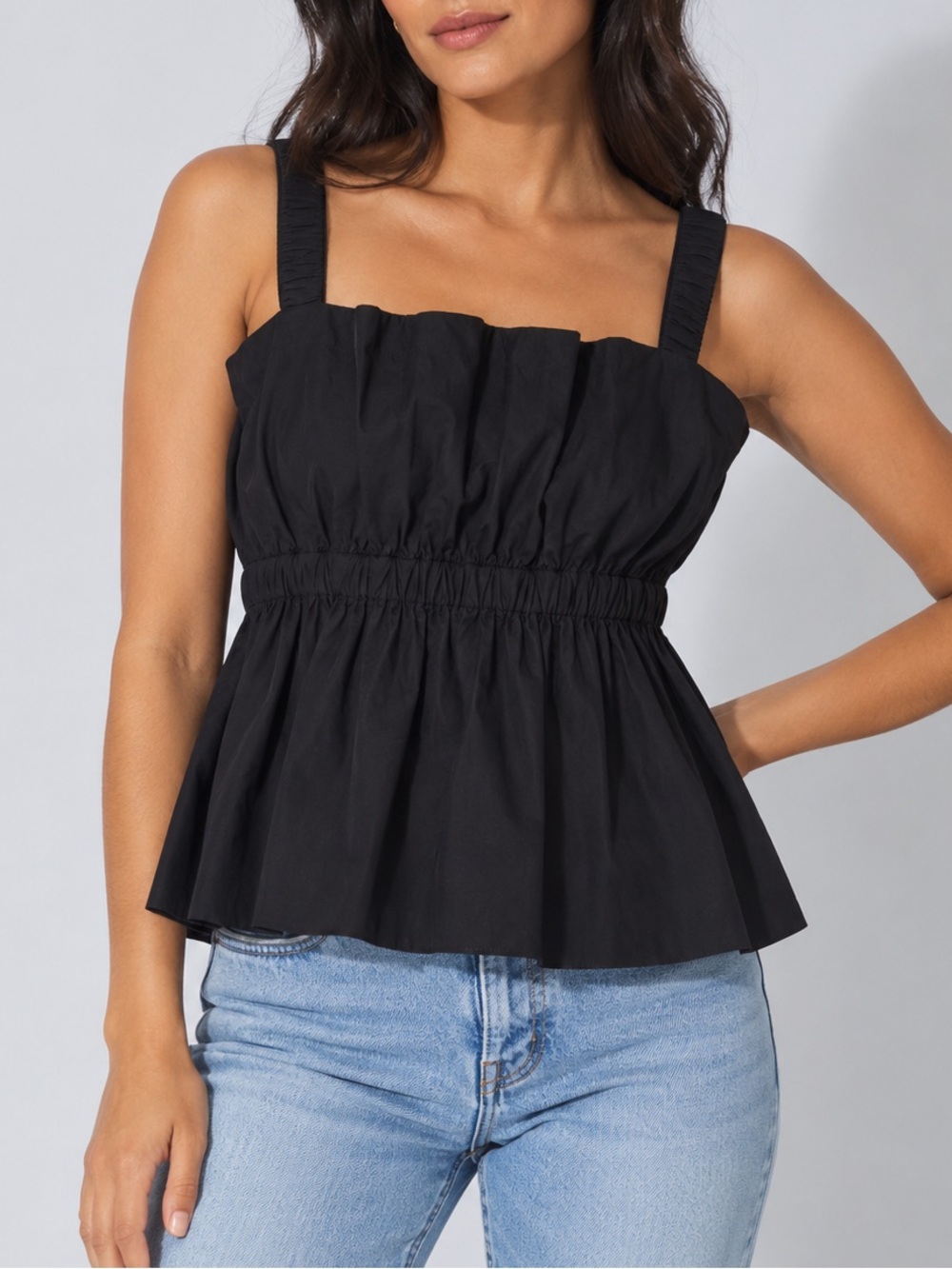 Cleobella Desi Black Organic Cotton Peplum
